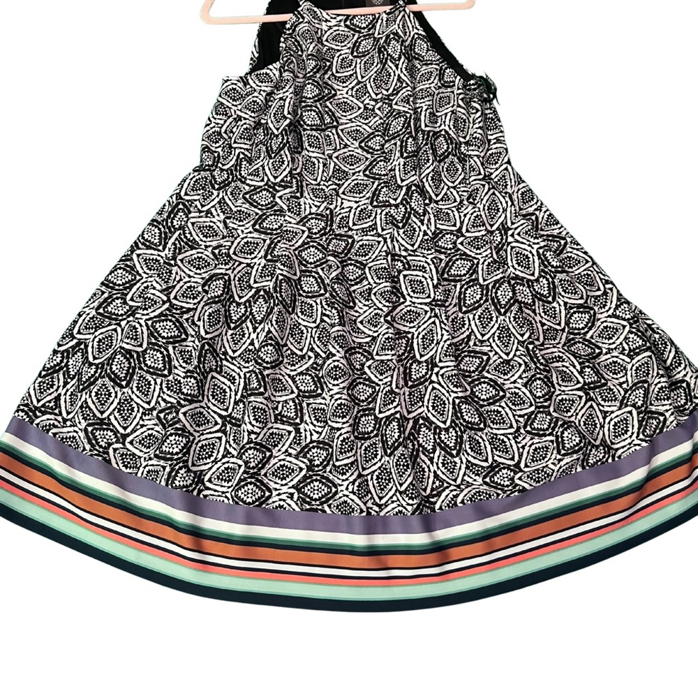 Bold Stylish Patterned Dress with Colorful Hem